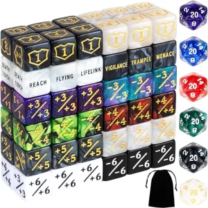 Juego de dados MTG de 78 piezas para contador de palabras clave de vida a granel, más 1/+1 tokens de capacidad de buff para MTG, TCG, tarjetas y accesorios para juegos